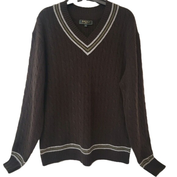 Bobby Jones Collection Wool/Cashmere Men's Sweater M Brown Knit Golf Pullover - Picture 7 of 7